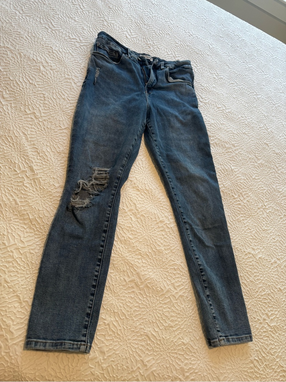 Good American Good Legs Crop Jeans Size 10 Distressed Skinny Blue Denim